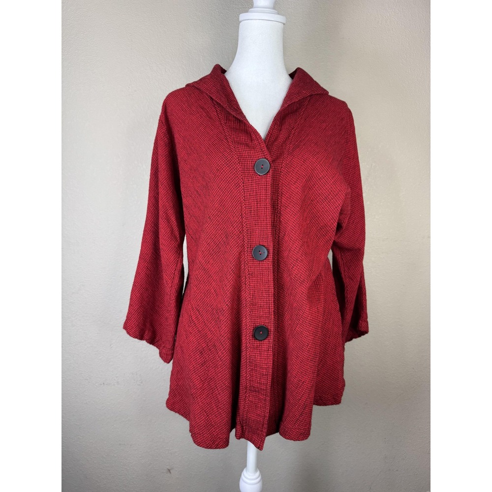 Mill Valley Swing Sailor Shirt Lagenlook S‎ Red Black Button Jacket Pockets USA